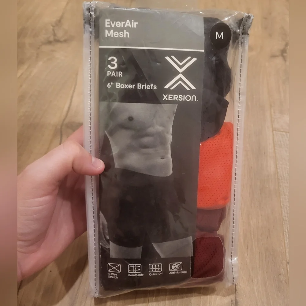 NWT Xersion EverAir Mesh Boxer Briefs - Size M Black, Red, Orange 3pair